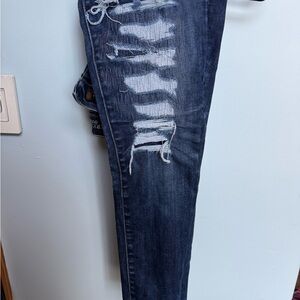 American Eagle Outfitters High Rise Distressed Jeans - Dark Blue